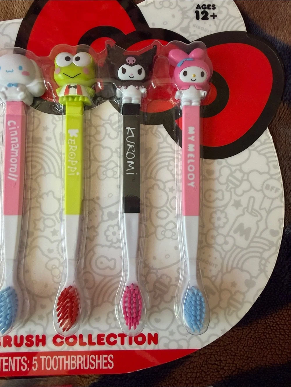 Hello Kitty Kids Toothbrush & Flossers Set - Pink, Blue, Green, Yellow, Red